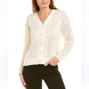 Nanette Nanette Lepore vintage style cream Pointelle cardigan size small